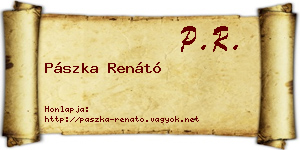 Pászka Renátó névjegykártya