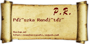 Pászka Renátó névjegykártya